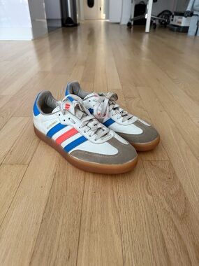 adidas Velosamba SPD 2-Bolt Shoes — White, Blue, Gum